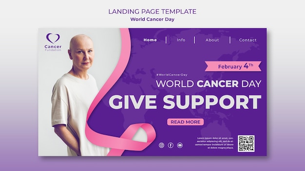 PSD world cancer day awareness landing page template