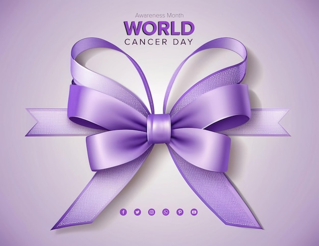 PSD world cancer day background with ribbon