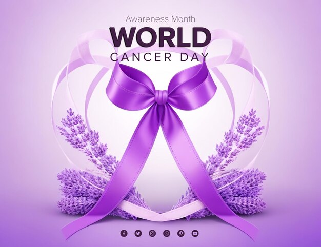 PSD world cancer day background with ribbon