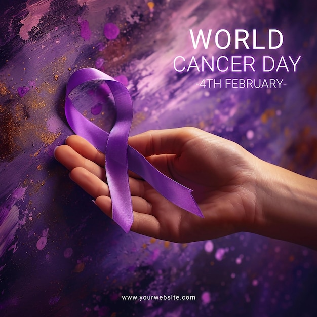 World Cancer Day banner design template with a colorful background