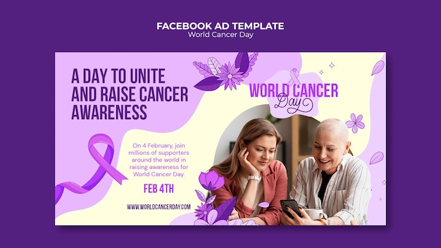 PSD modello facebook per la giornata mondiale del cancro