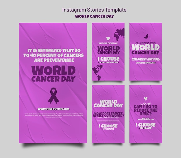 Raccolta di storie su instagram per la giornata mondiale del cancro
