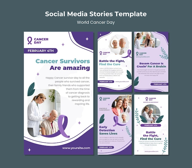 PSD world cancer day instagram stories set