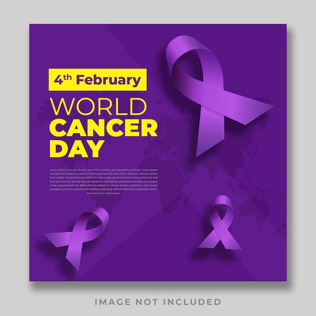 World cancer day purple 3d social media post