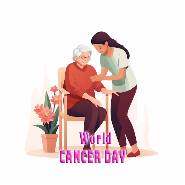 PSD world cancer day in realistic style