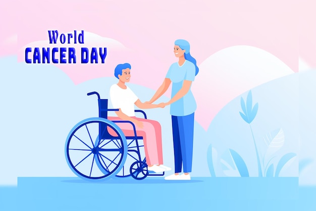 PSD world cancer day in realistic style