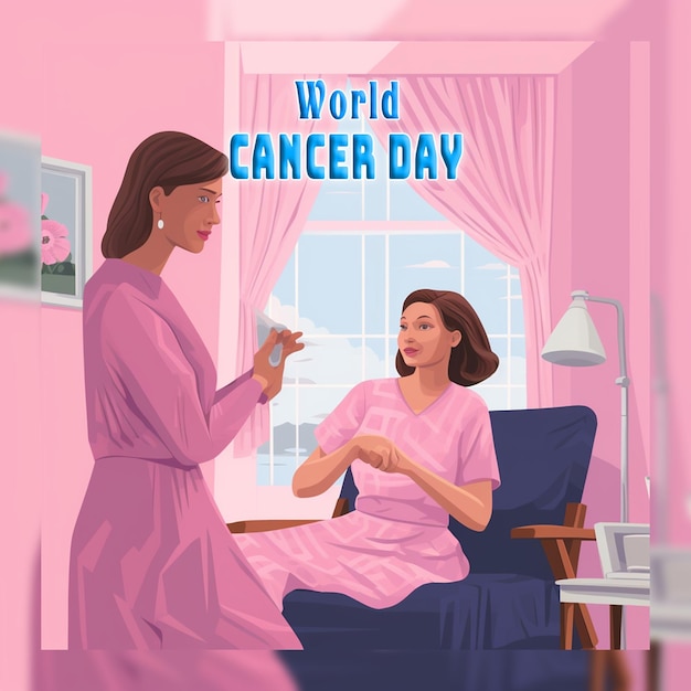 PSD world cancer day in realistic style