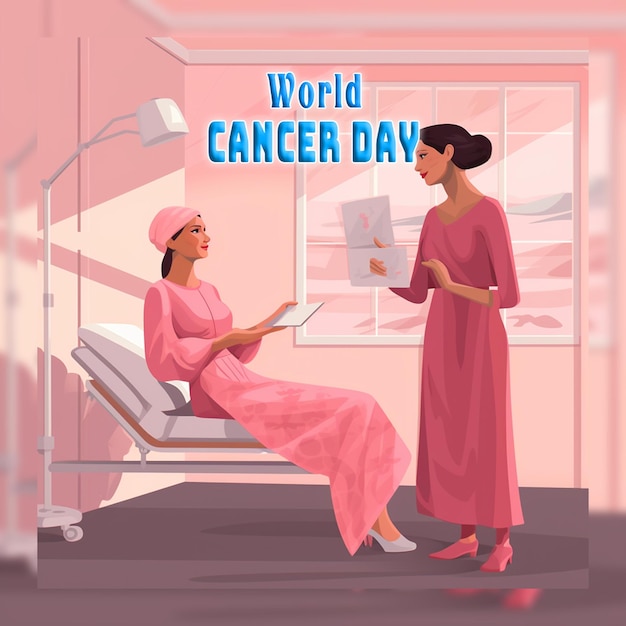 PSD world cancer day in realistic style