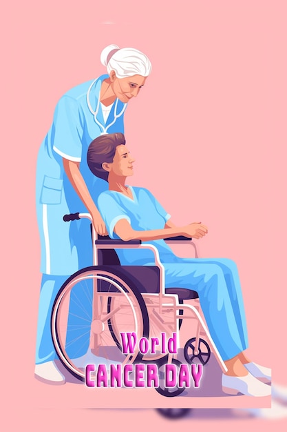 PSD world cancer day in realistic style