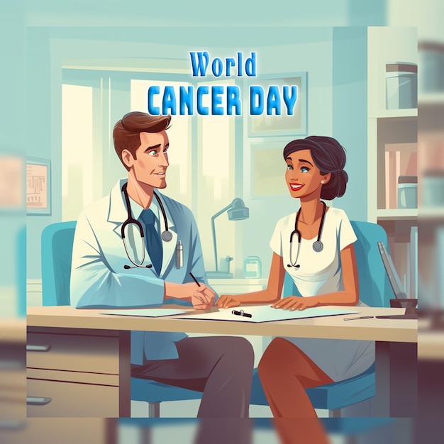 PSD world cancer day in realistic style