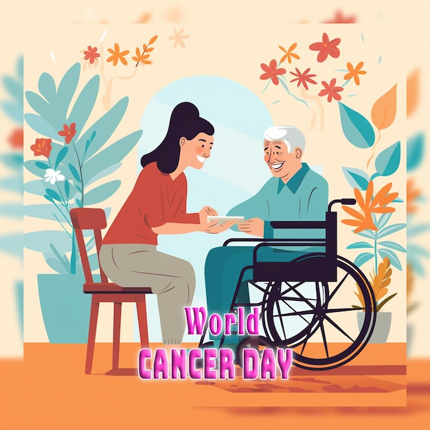 PSD world cancer day in realistic style