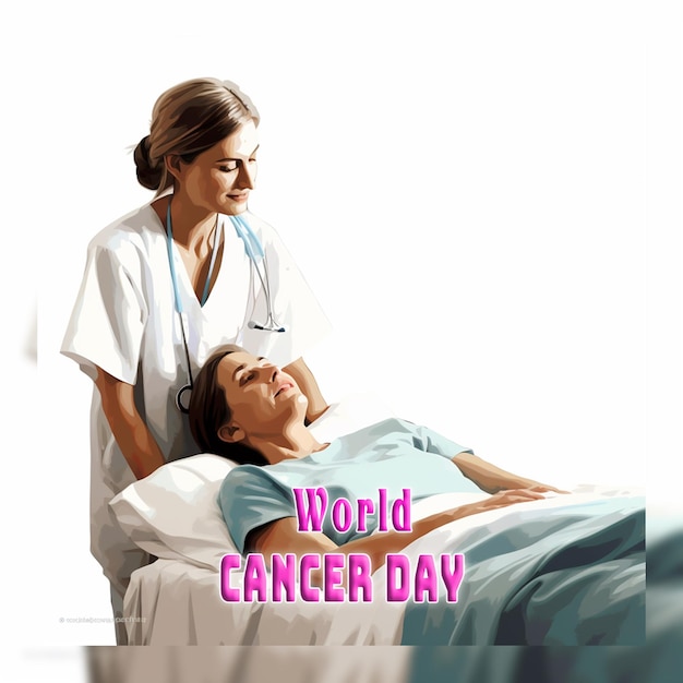 PSD world cancer day in realistic style