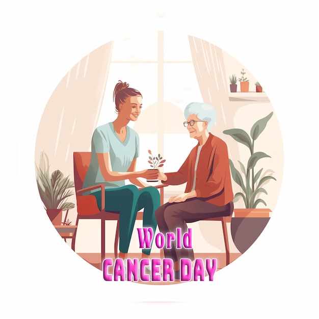 PSD world cancer day in realistic style