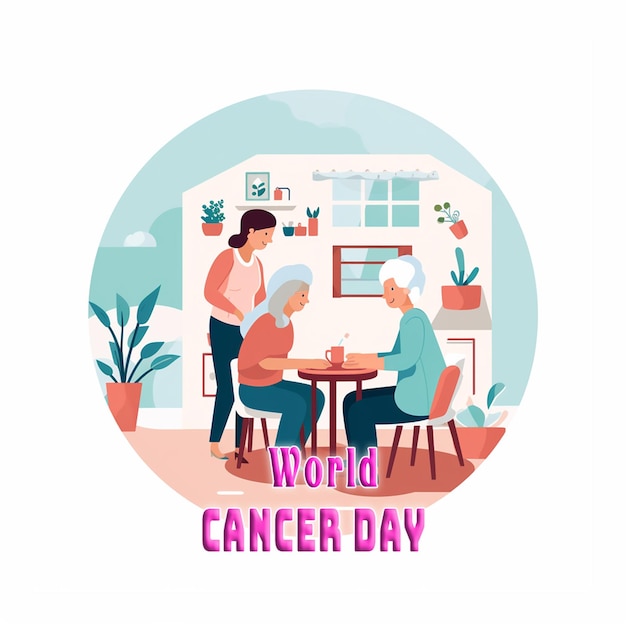 PSD world cancer day in realistic style