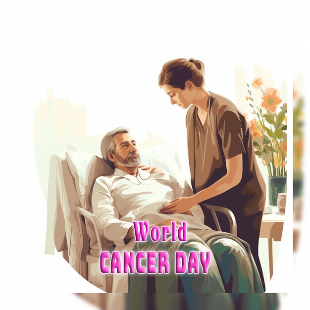 PSD world cancer day in realistic style