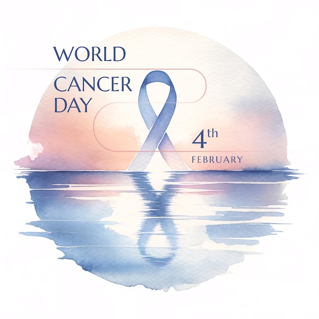 World cancer day watercolor background social media post template