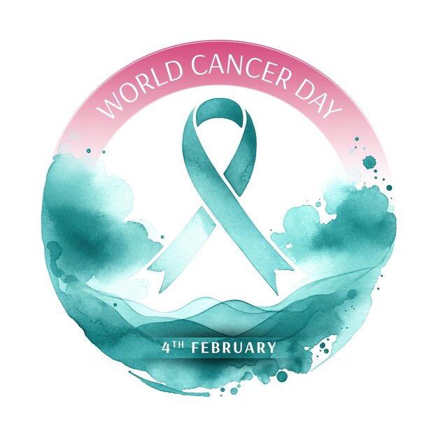 World cancer day watercolor background