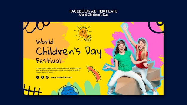 PSD world children's day facebook template