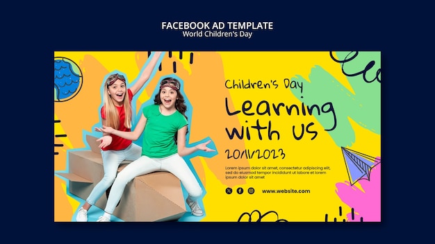 PSD world children's day facebook template