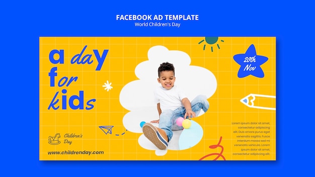 PSD modello di facebook per la giornata mondiale dei bambini