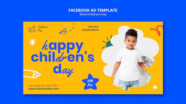 PSD modello di facebook per la giornata mondiale dei bambini