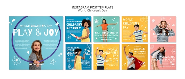 PSD post su instagram per la giornata mondiale dell'infanzia