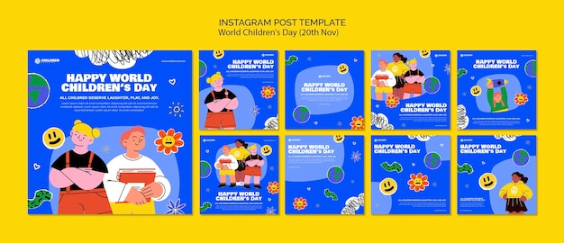 PSD post su instagram per la giornata mondiale dell'infanzia