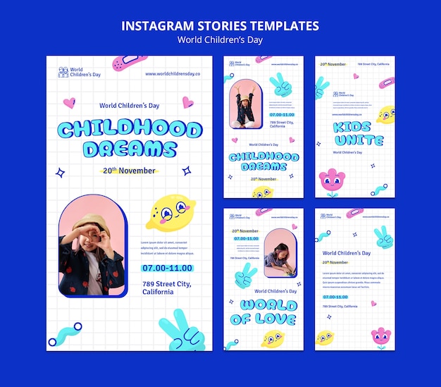 PSD world children's day instagram stories