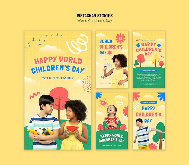 World children's day instagram story template design