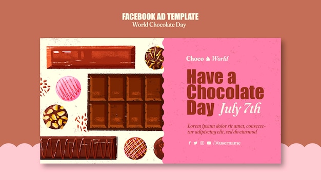 PSD modello facebook per la celebrazione della giornata mondiale del cioccolato