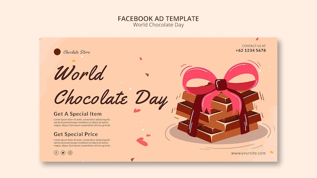 PSD modello facebook per la celebrazione della giornata mondiale del cioccolato