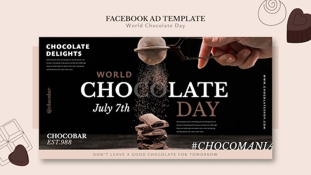 PSD modello facebook per la giornata mondiale del cioccolato