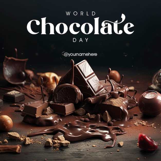 World chocolate day greeting social media post