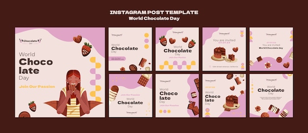 PSD post instagram per la giornata mondiale del cioccolato