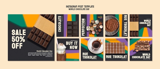 PSD post instagram per la giornata mondiale del cioccolato