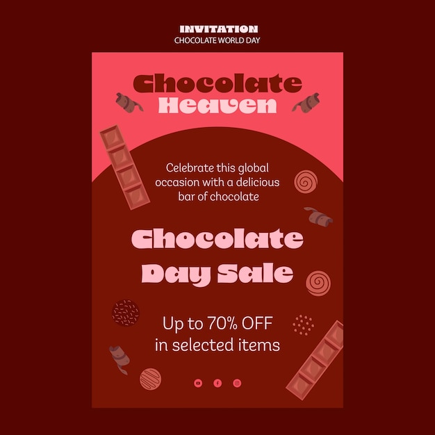 PSD world chocolate day invitation template