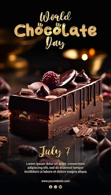PSD world chocolate day poster template