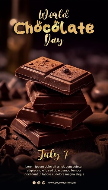 PSD world chocolate day poster template