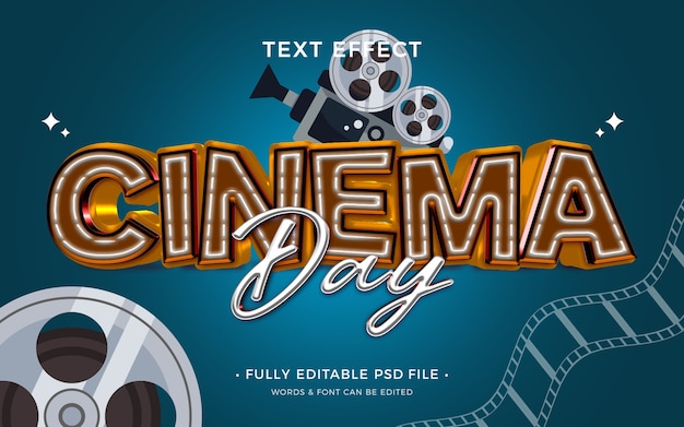 PSD effetto di testo per la giornata mondiale del cinema