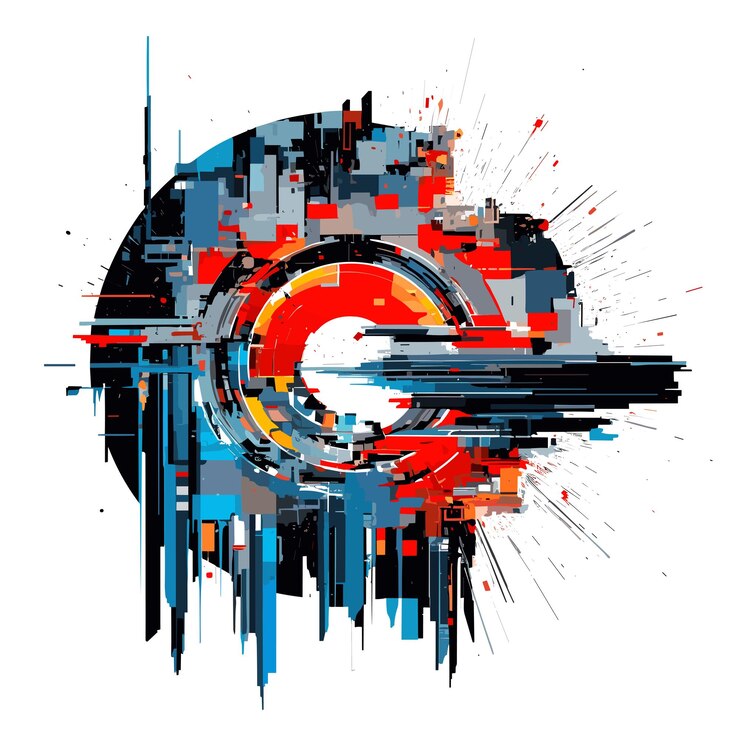 PSD world city circle of life optimistic fun abstract vector painting