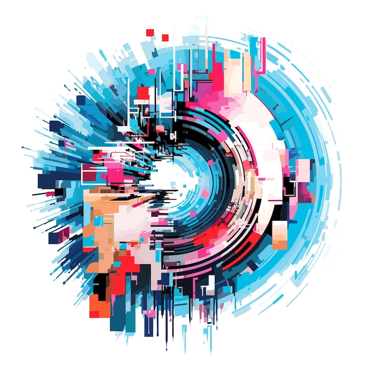 PSD world city circle of life optimistic fun abstract vector painting