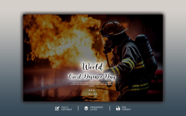 PSD world civil defence day graphic and social media design template