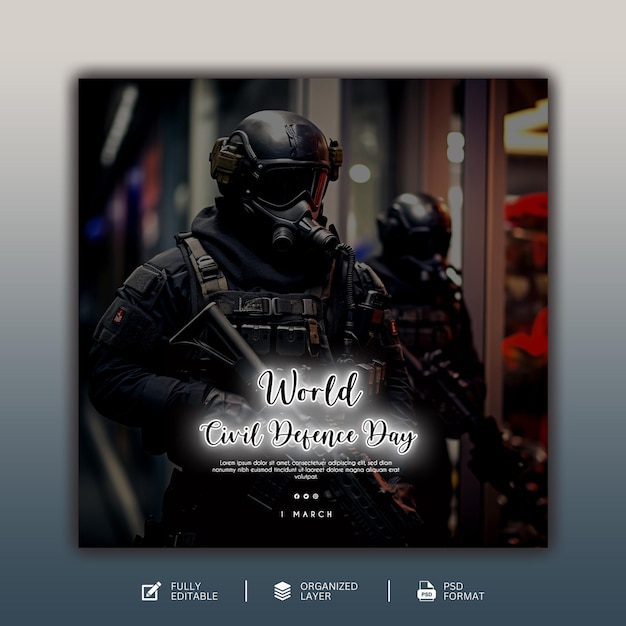 World civil defence day graphic and social media design template