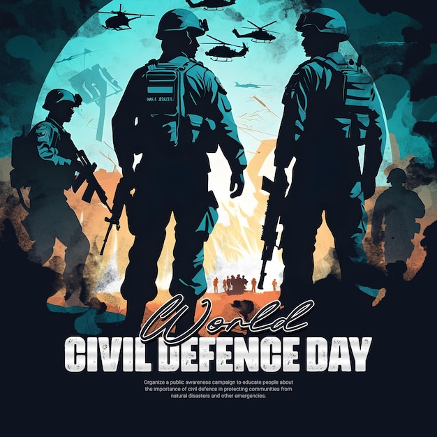 PSD world civil defence day social media post banner template