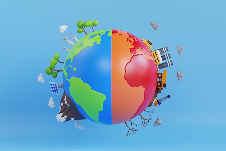 PSD world climate change 3d illustration global warming and climate change concept