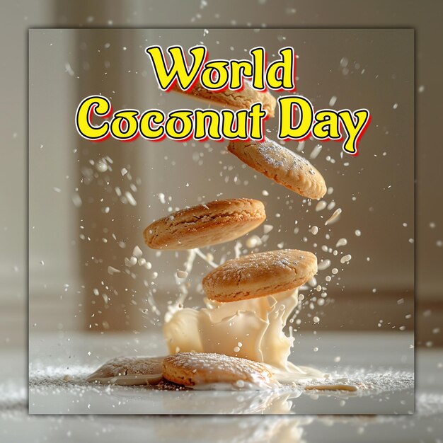PSD Всемирный день кокоса отпразднуйте кокоса в море кокосовое молоко кокосовая вода для публикации в социальных сетях