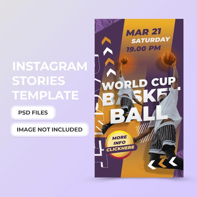 World cup basketball social media stories design template premium psd