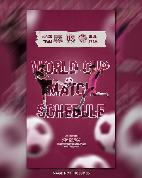 Modello di banner post storia del programma della partita della coppa del mondo