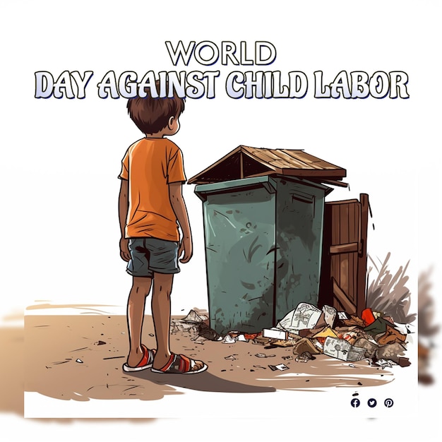 World day against child labor with children working for the necessities of life