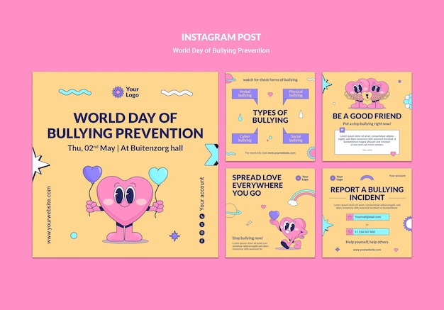 PSD post su instagram per la giornata mondiale della prevenzione del bullying